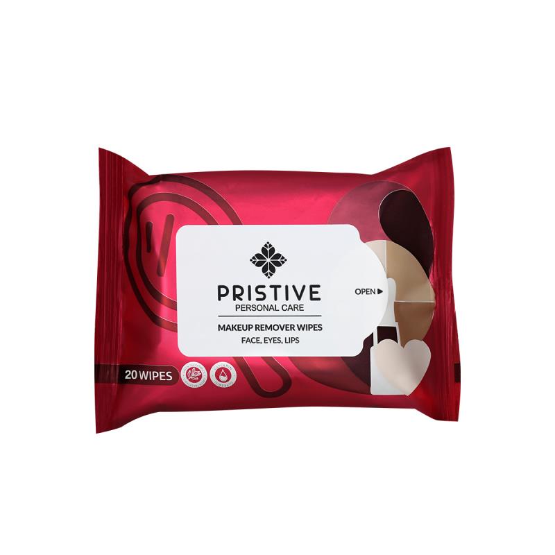 PRISTIVE MAKEUP REMOVER WIPES FOR NORMAL SKIN, 20 WIPES