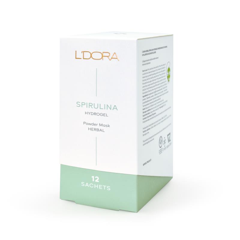 L’DORA HERBAL Spirulina Hydrogel Powder Mask Containing Hyaluronic Acid and Collagen 12 PCS