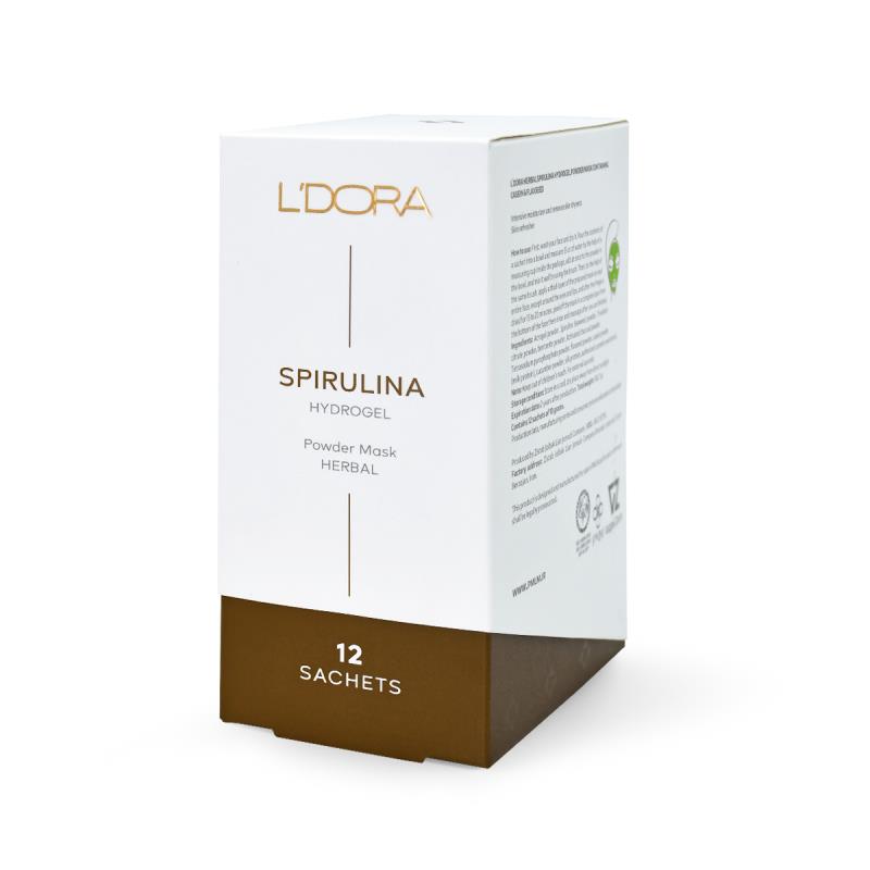 L'DORA HERBAL SPIRULINA HYDROGEL POWDER MASK CONTAINING CASEIN (MILK PROTEIN) AND FLAXSEED 12 PCS